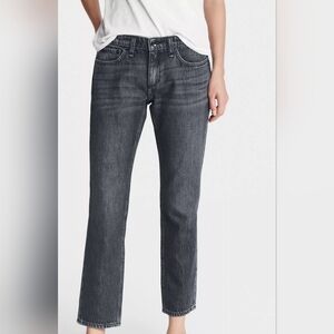 Rag & Bone Dre Low-Rise Boyfriend - Onyx Charcoal Straight Leg Jeans Size 28